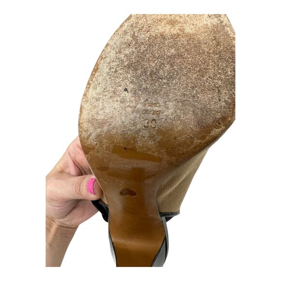 Moschino Cheap and Chic peep toes beige canvas sling back heels size 39 - US 8 - Picture 4 of 12